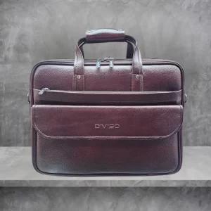 DIVISO LEATHER OFFICE BAG LF106 DOUBLE COMPARTMENT BROWN