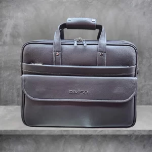 DIVISO LEATHER OFFICE BAG LF106 DOUBLE COMPARTMENT GREY