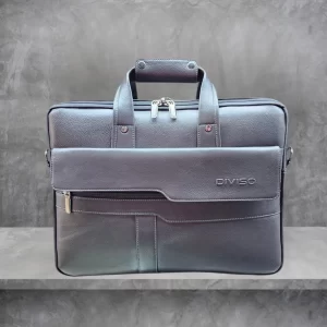 DIVISO LEATHER OFFICE BAG LF105 DOUBLE COMPARTMENT GREY